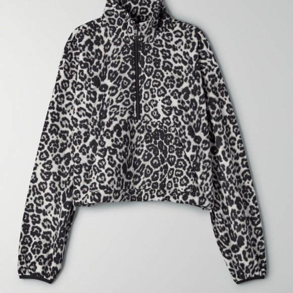 TNA Polar 1/2 Zip Sweater Leopard-print fleece sweater Snow Leopard Size M - Picture 5 of 8